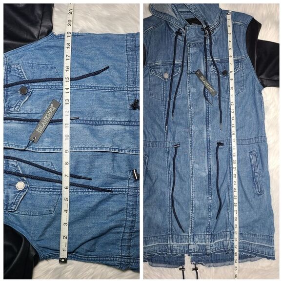 NWT|BLANK NYC Mixed Media Denim Zippered Parka Jacket, SMALL - Picture 10 of 12